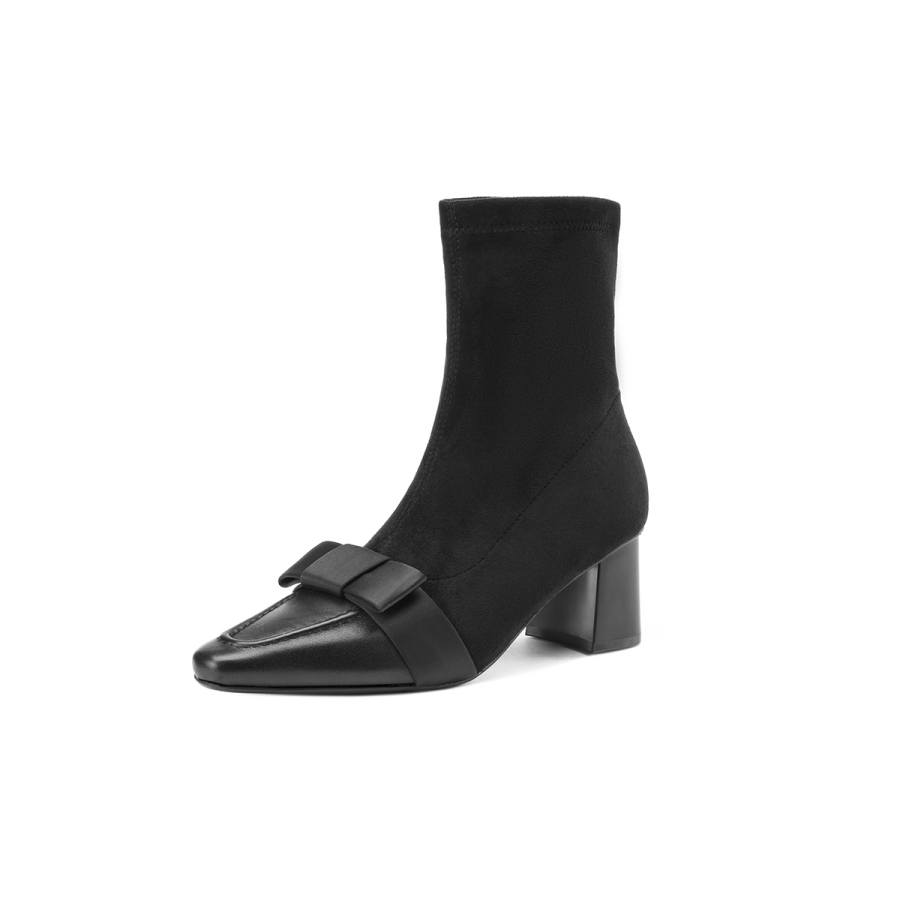 Safiya Cow Leather Ankle Boots 5.5cm Women's Black