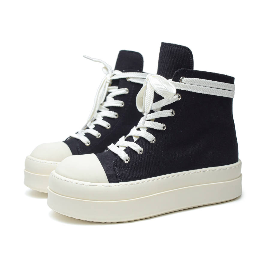 MOXU Cow Split Leather High top Skateboard Shoes Unisex Black