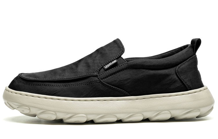 LEAVELAND Canvas Shoes Men's Low Top Black/Brown/Green