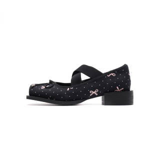 Asthershop Top Grain Cow Leather Mary Jane Shoes Unisex Black