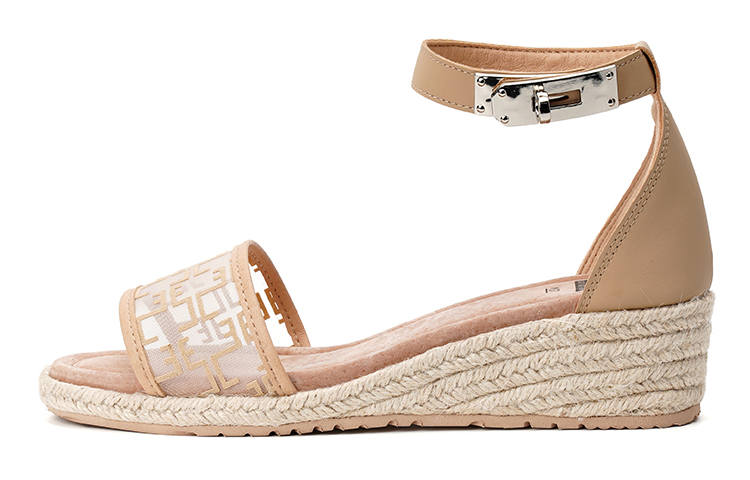 Joy&Mario Fabric Beach Sandals 4.5cm Women's Apricot