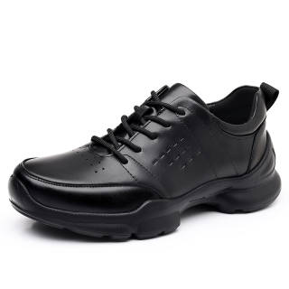 GONGNIULEITING Top Grain Cow Leather Men's Casual Shoes Men's Black
