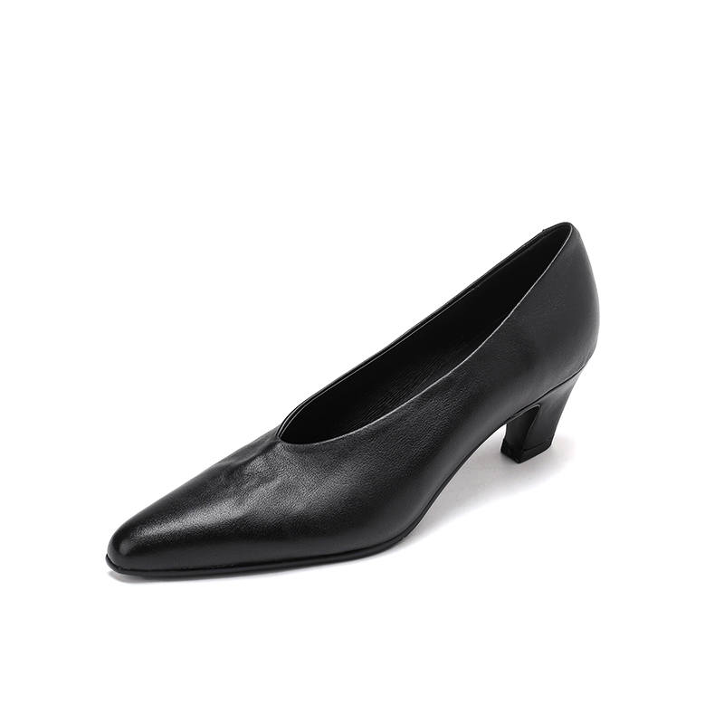 Ruby L Ruby L Top Grain Cow Leather Casual Shoes 5CM Women's Black