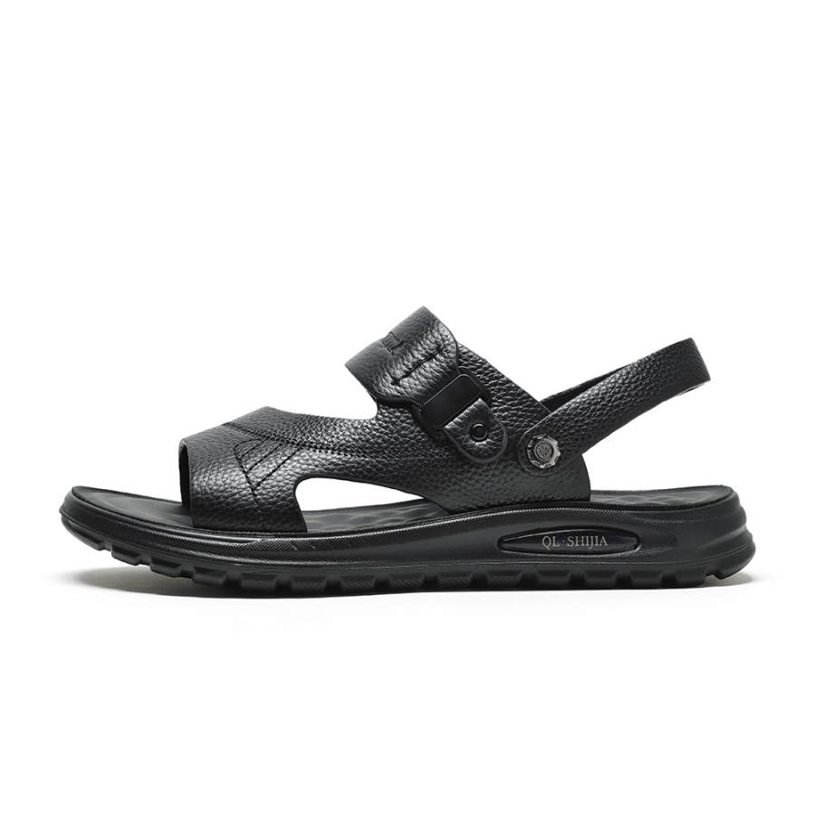 •QUNLANGSHIJIA Top Grain Cow Leather Beach Sandals Men's