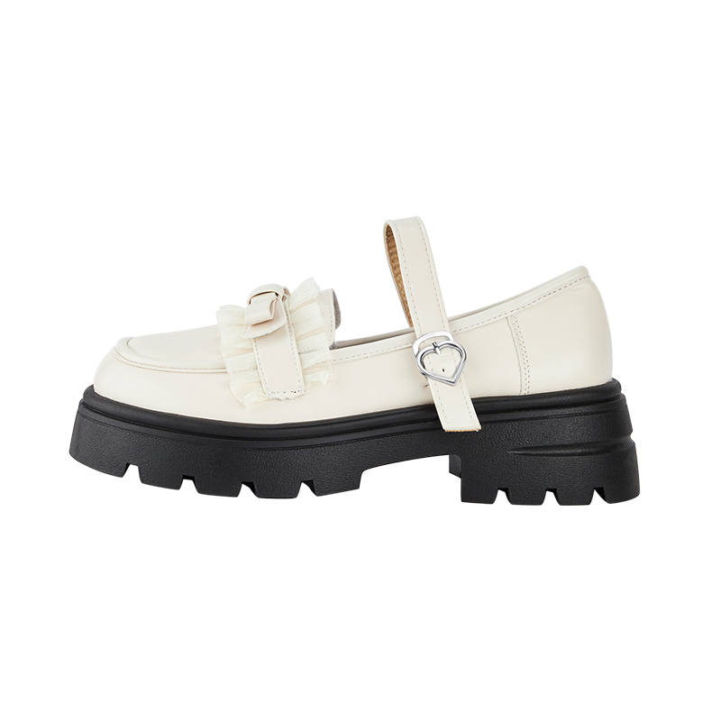 KARLIE KELLER Pu Chunky Heel Mary Jane Shoes Women's White