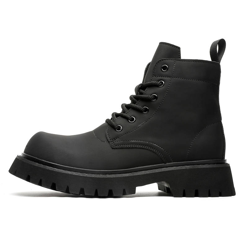 CHILANG CHILANG PU Combat Boots Men's Black