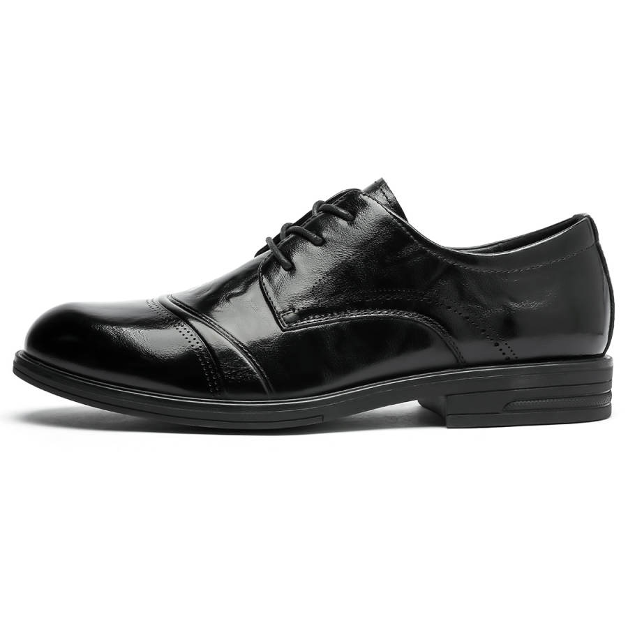 Mulinsen Derby Shoes Top Grain Cow Leather Men's Casual Shoes Men's Black