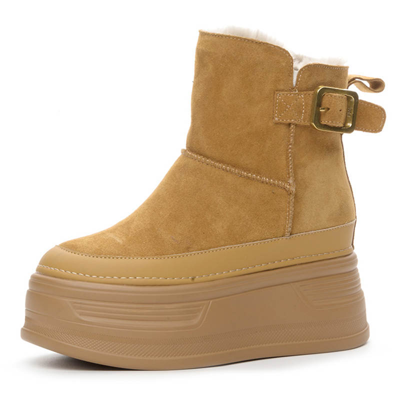 Shangjinni Microfiber Leather Short Snow Boots Women's