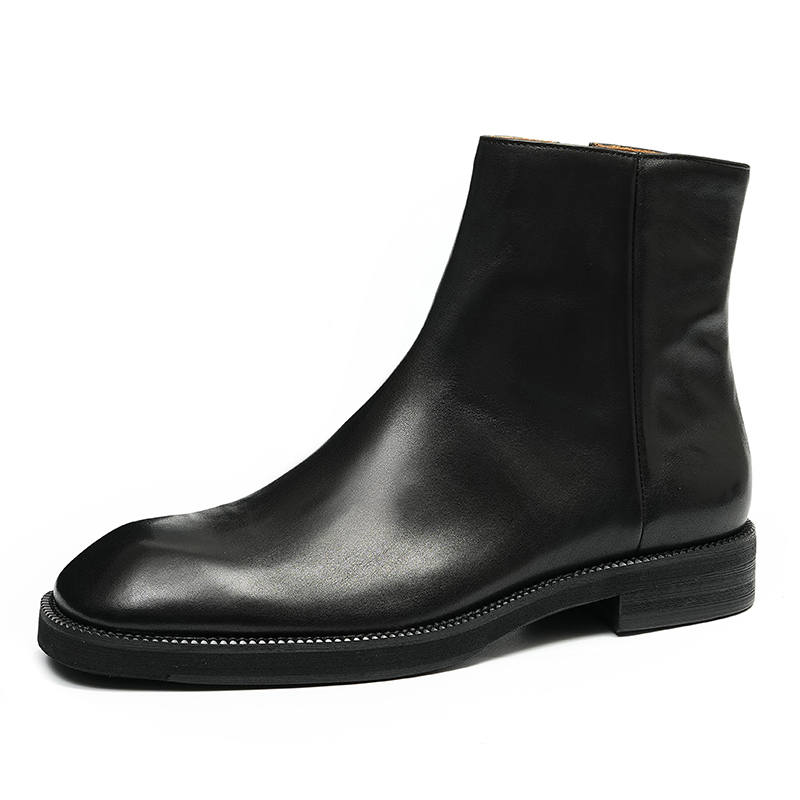 ASTON M.JAZZ Top Grain Cow Leather Ankle Boots Men's