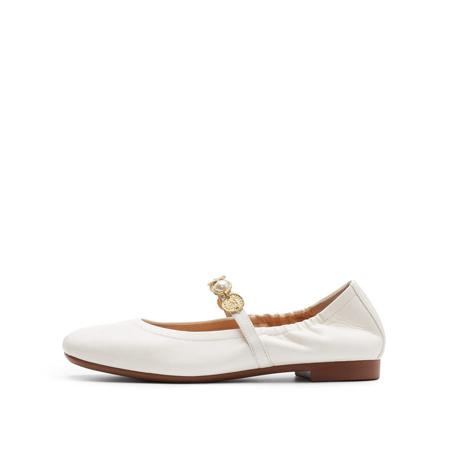 Staccato Multigem Pearl Sheepskin Flat Mary Jane Shoes 1.5cm Women's