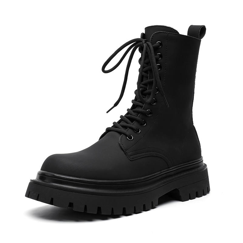 V ZERO FIVE V ZERO FIVE Microfiber Leather Combat Boots Men's Black