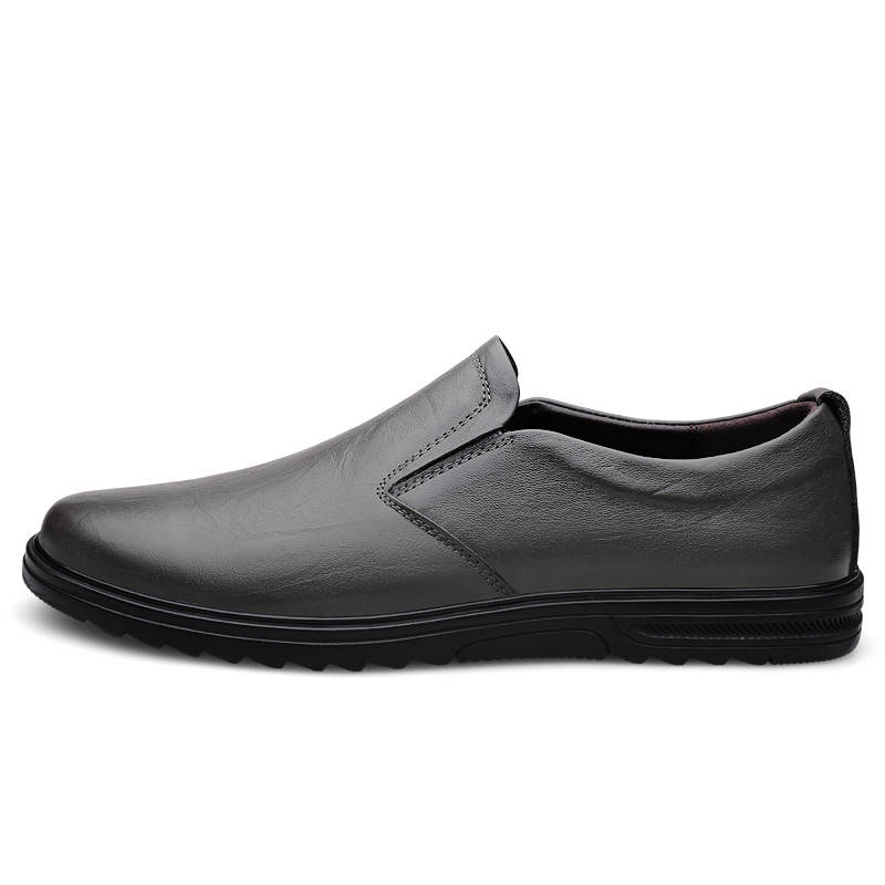 YINGLUNQISHI Top Grain Cow Leather Casual Shoes Men's Gray