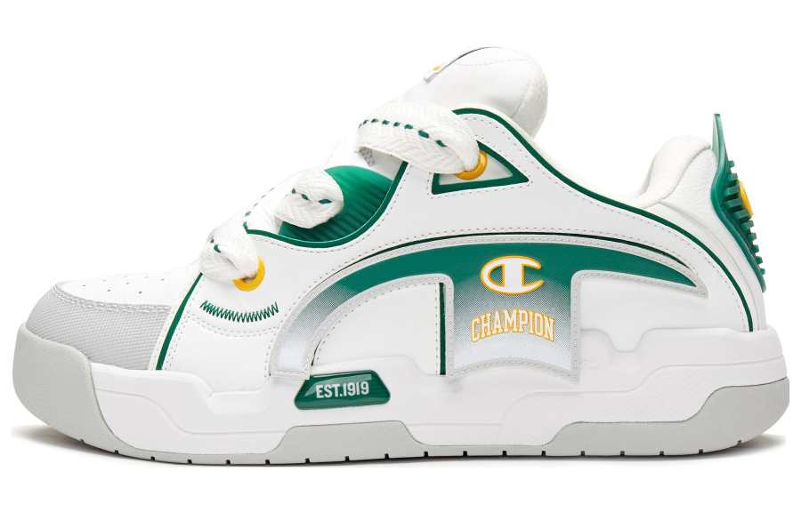 Champion Slip Resistant Abrasion Resistant Slip Resistant Abrasion Resistant Low top Skateboard Shoes Men's White Green