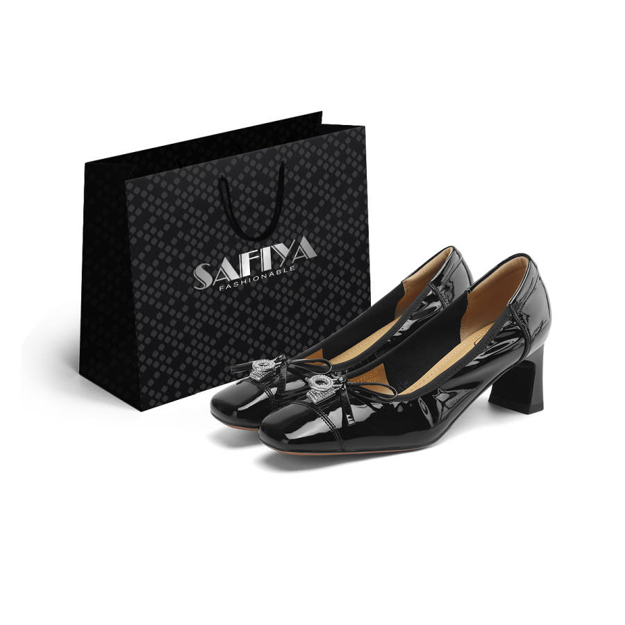 Safiya Cow Leather Chunky Heel High Heels Women's