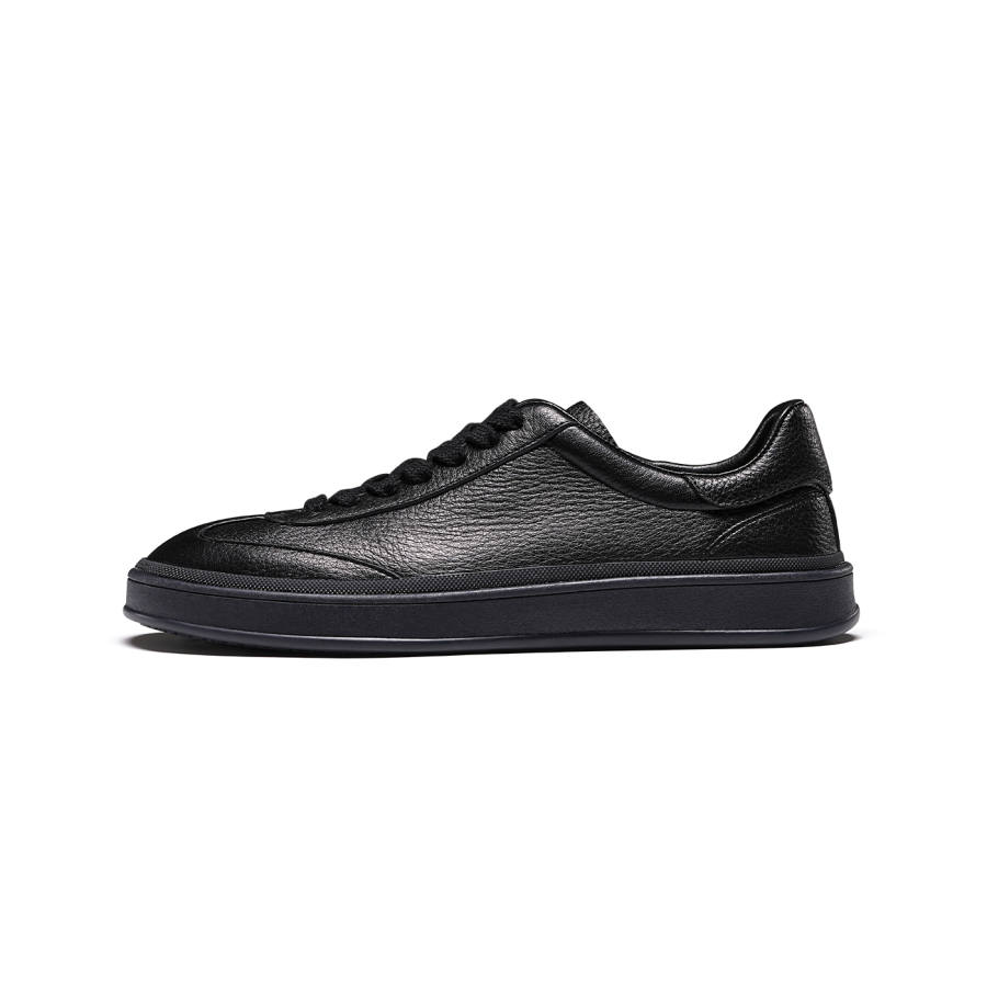 TRUFFAUT Soft And Tender Deer Suede German Army Trainers Breathable Low top Skateboard Shoes Men's Black