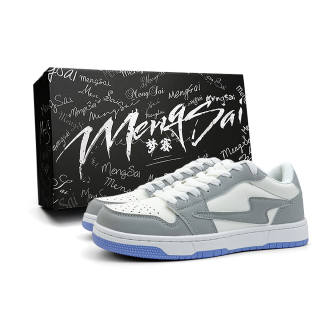 Mengsai Slip Resistant Abrasion Resistant Slip Resistant Abrasion Resistant Low top Skateboard Shoes Unisex White Gray