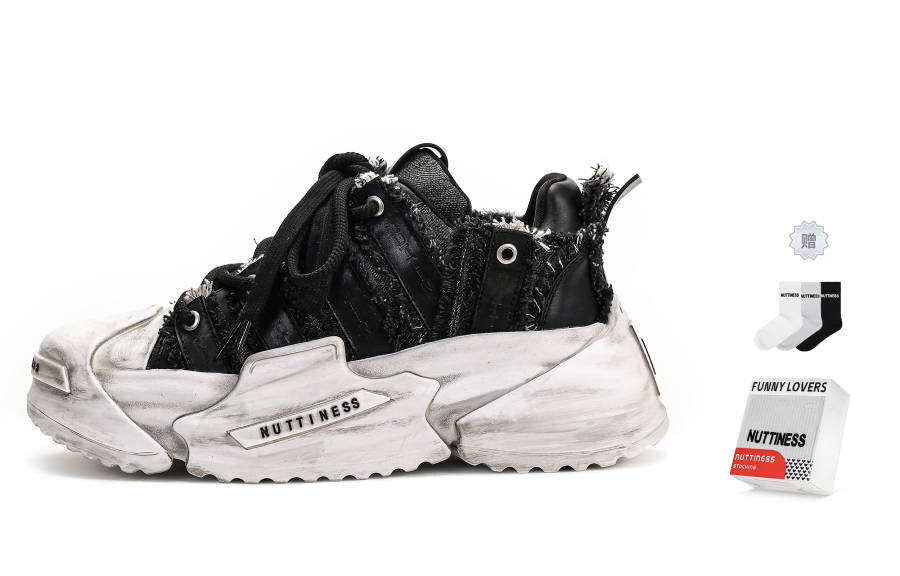 NUTTINESS Original Design, Dust Collection Abrasion Resistant Abrasion Resistant Low top Casual Shoes Unisex Black