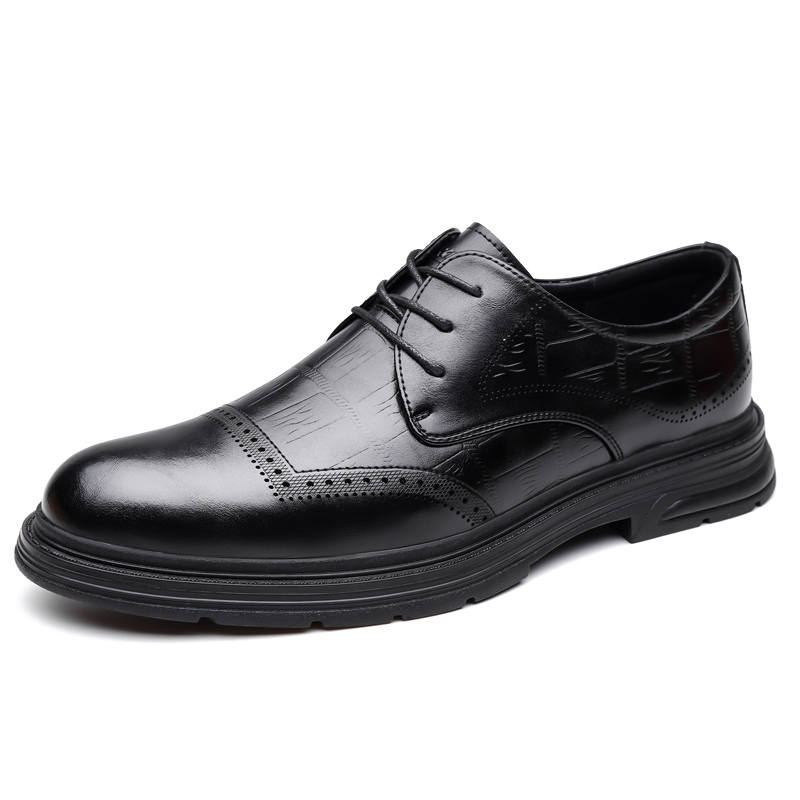 CITONGXIANSHENG Cow Split Leather Casual Shoes Men's Black