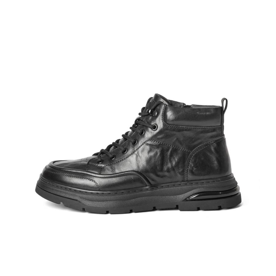 BELLE Casual Thermal Fleece Lined Comfortable Commute Ankle Boots Men's Black