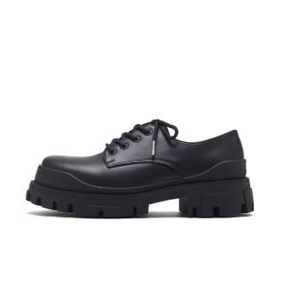 FEELDOTRENDS Cow Split Leather Casual Shoes 5cm Unisex Black
