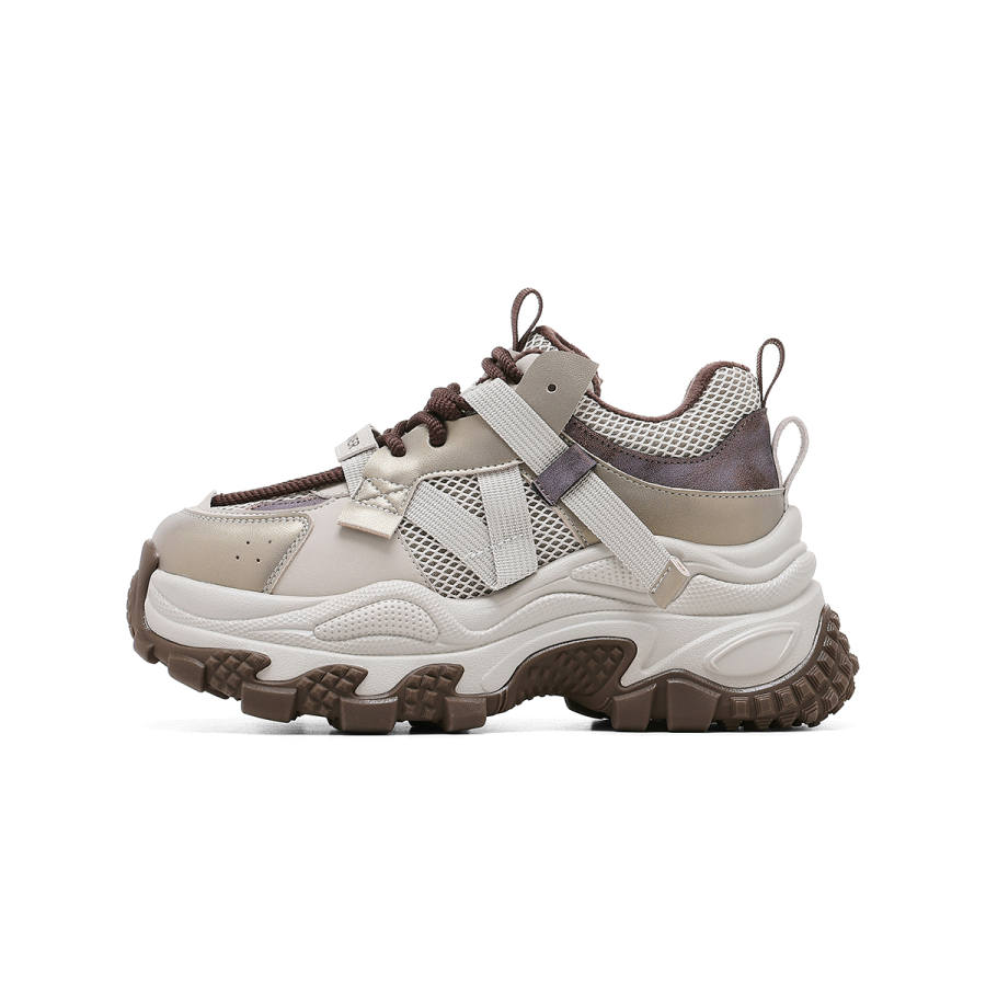 C°BANNER Synthetic Leather Fleece Lined Thermal, Trendy Fashion Abrasion Resistant Low top Chunky Sneakers Women's
