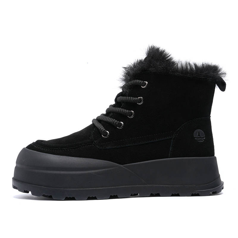 NAVIGARE Cow Suede Short Snow Boots Women's Black