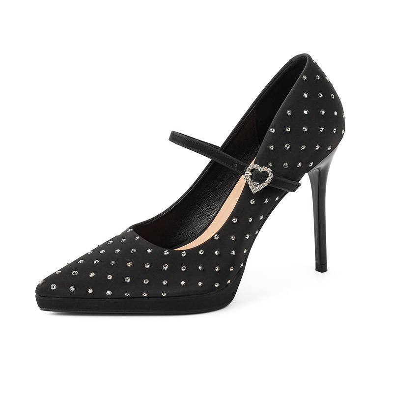 Zubumei Microfiber Leather Slim Heel High Heels 10.5cm Women's
