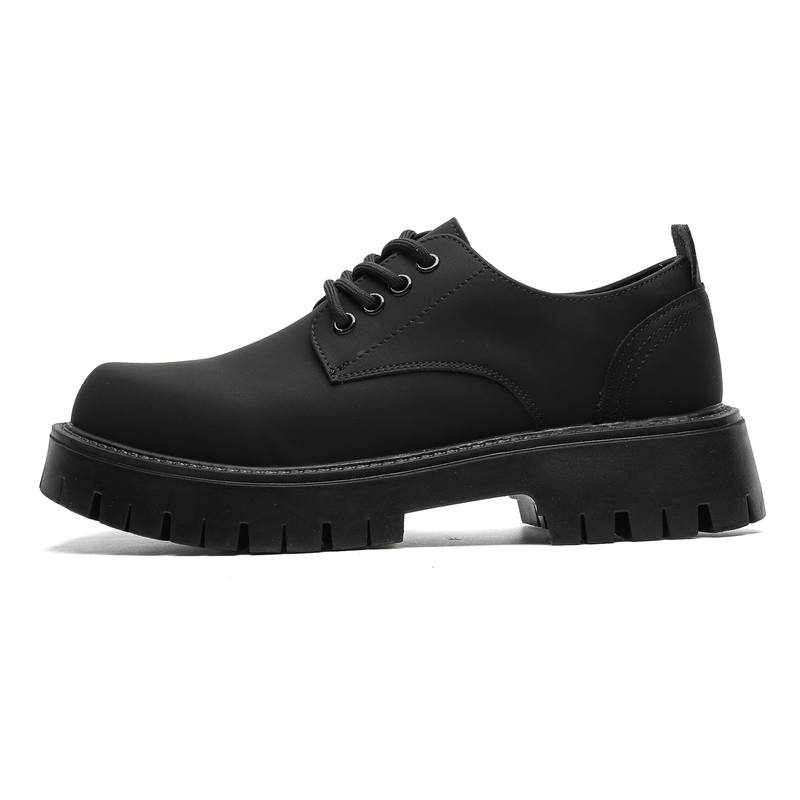 LUOMENG LUOMENG Casual Leather Shoes Men's Low Top Black
