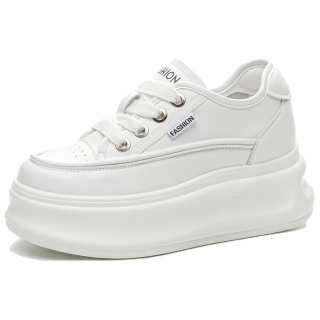 JIETEGONGYANG Cow Leather Low top Casual Shoes Women's White