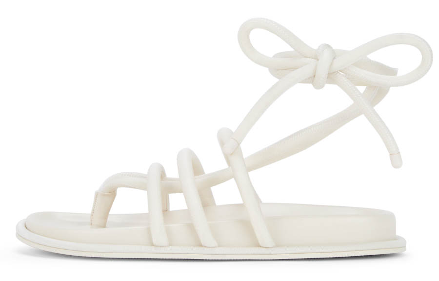 CHARLES&KEITH Small Ck PU, Textile One Strap Sandals 2cm Women's Chalk White/Black Textured