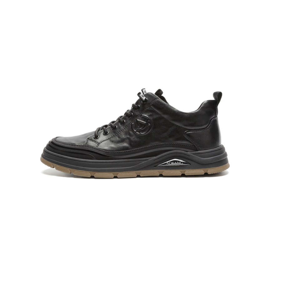 AOKANG Cow Leather Low top Casual Shoes Men's Black