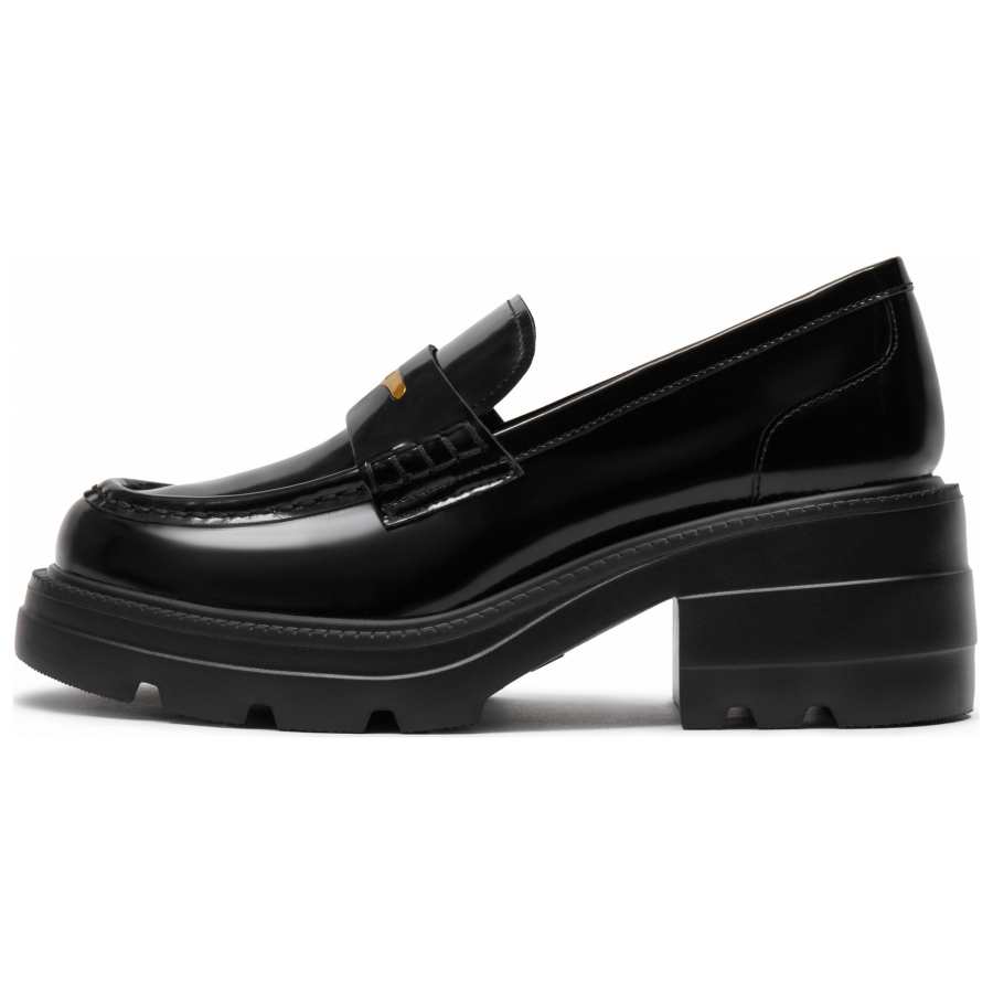Staccato Little Seagull Jazz Cow Leather Loafers 7cm Women's Black