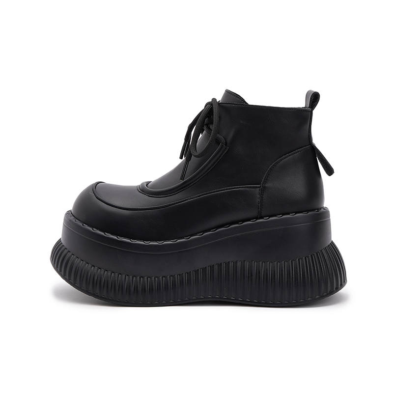 MILANLIANGE Microfiber Leather Crew Combat Boots