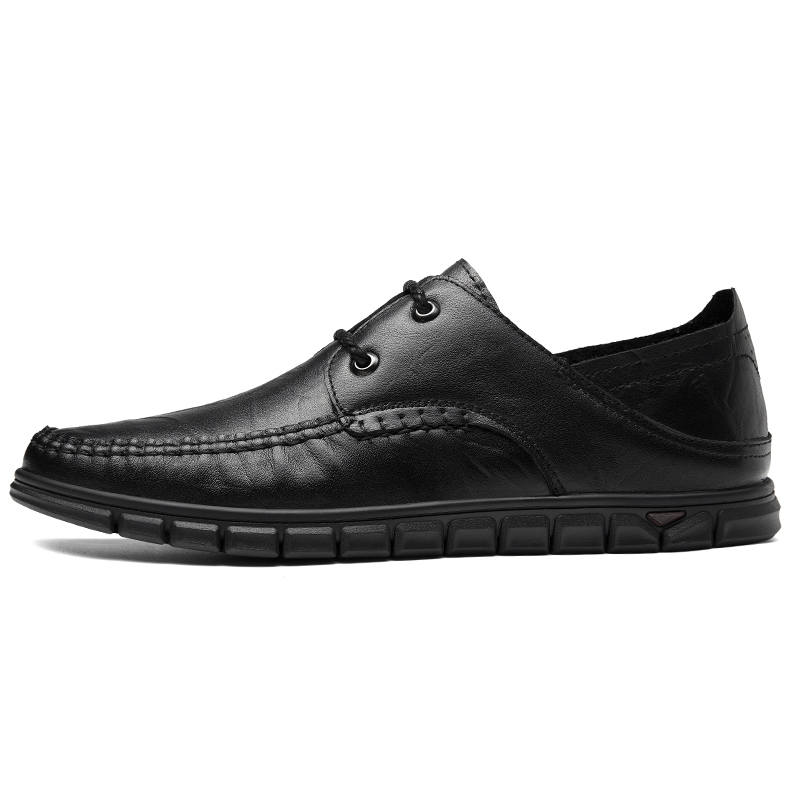 CKVUSAMG Top Grain Cow Leather Casual Shoes Men's Black