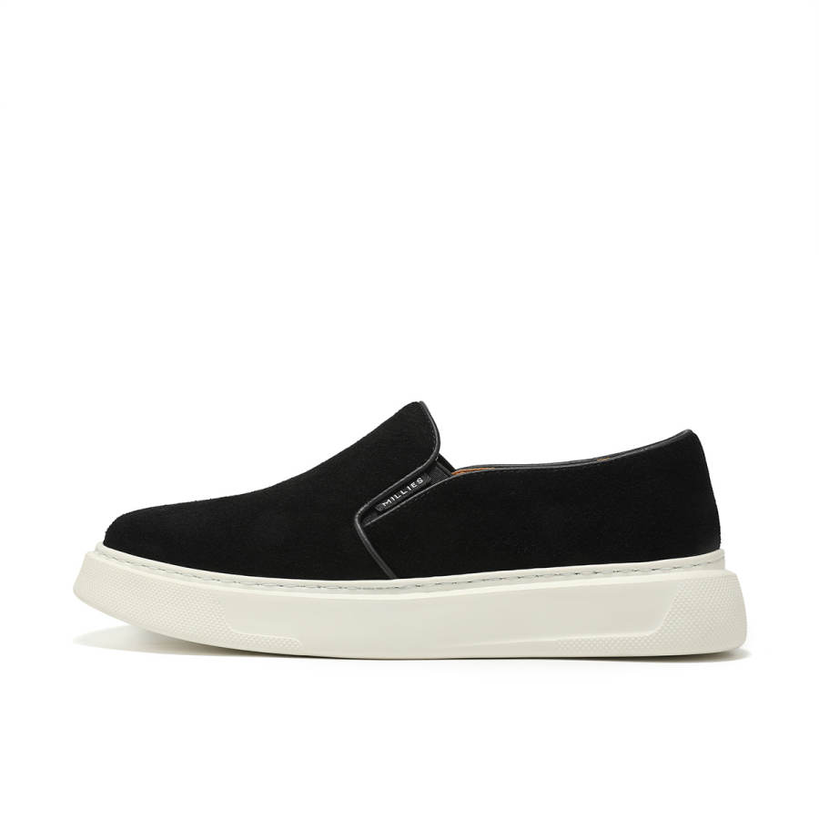 Millies MILLIE'S Top Grain Cow Leather Abrasion Resistant Abrasion Resistant Low top Skateboard Shoes Men's Black
