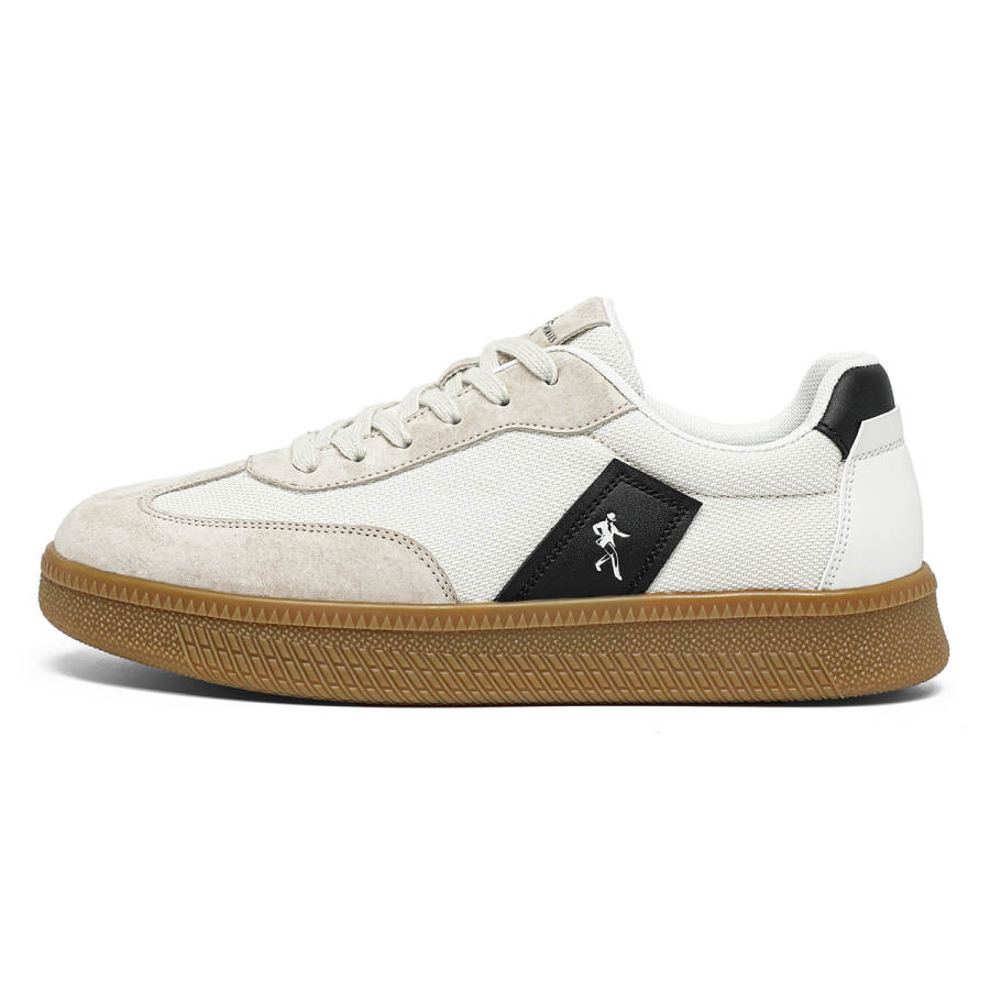 YULANGGONGWU Abrasion Resistant Lightweight Breathable Height Increasing Low top Skateboard Shoes Men's Beige Black