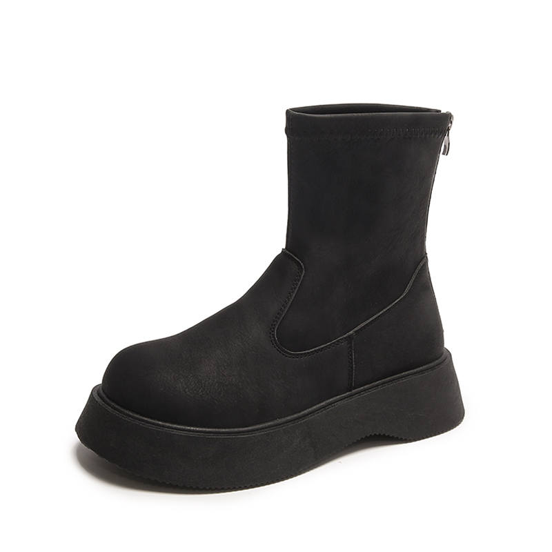 GONGNIUMEILI PU Crew Combat Boots Women's