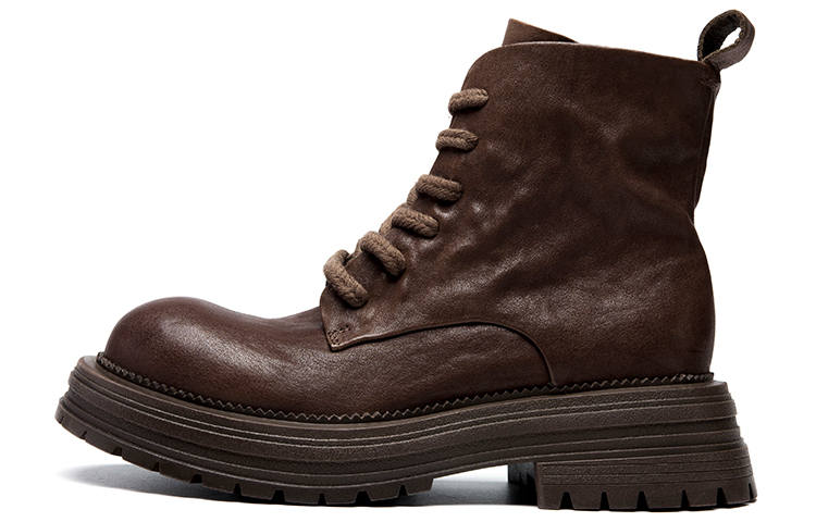 Anthony Miles Anthony Miles Cow Leather Short Combat Boots Women's Brown
