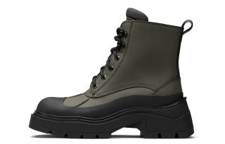 BREAD TREE Top Grain Cow Leather Short Combat Boots 6cm Unisex Dark Moss Green
