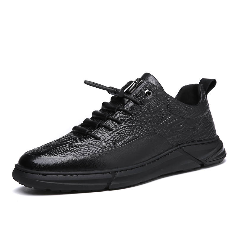 Devanro Devanro Top Grain Cow Leather Low top Casual Shoes Men's Black