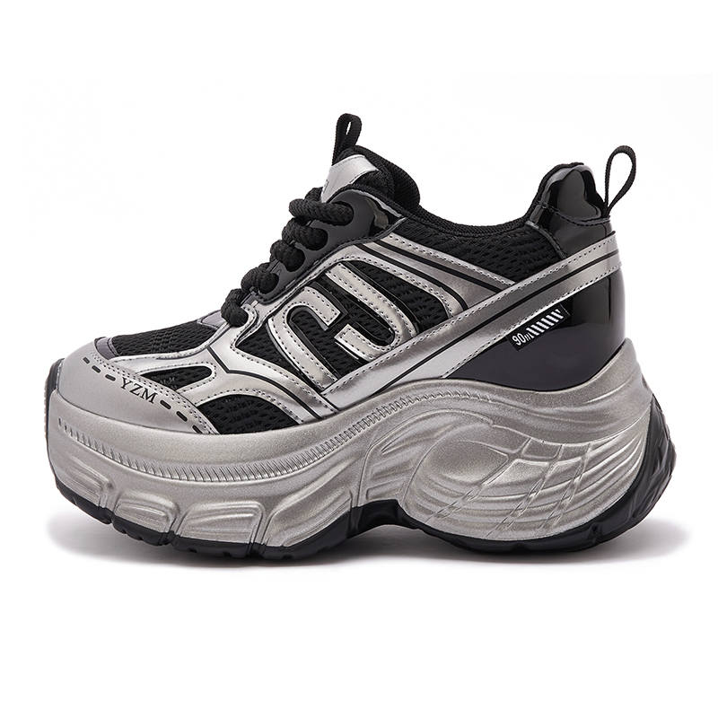 MILANLIANGE Cushioning Support Height Increasing Low top Chunky Sneakers 8cm Women's