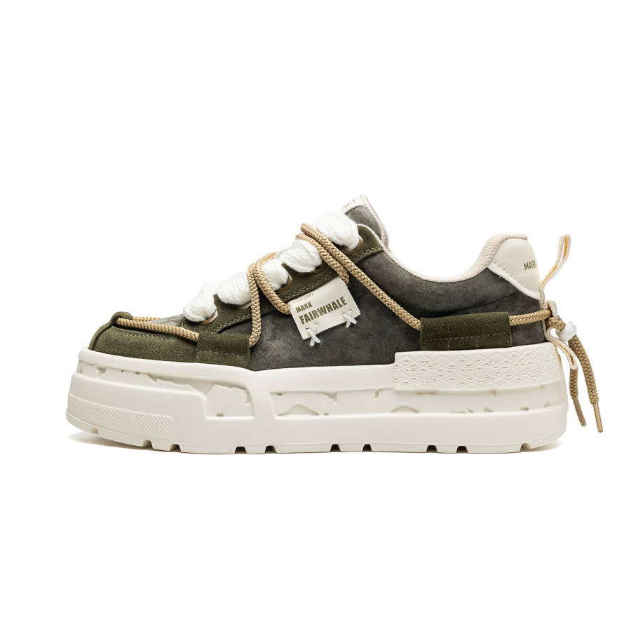 FAIRWHALE Casual Shoes Men's Low Top White/Green