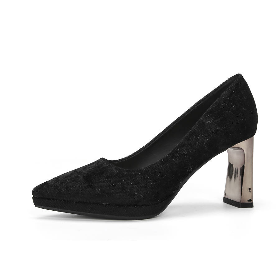 Zubumei Suede Chunky Heel High Heels 8cm Women's