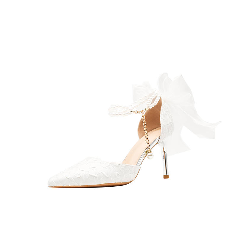 Zubumei Microfiber Leather Slim Heel High Heels Women's White