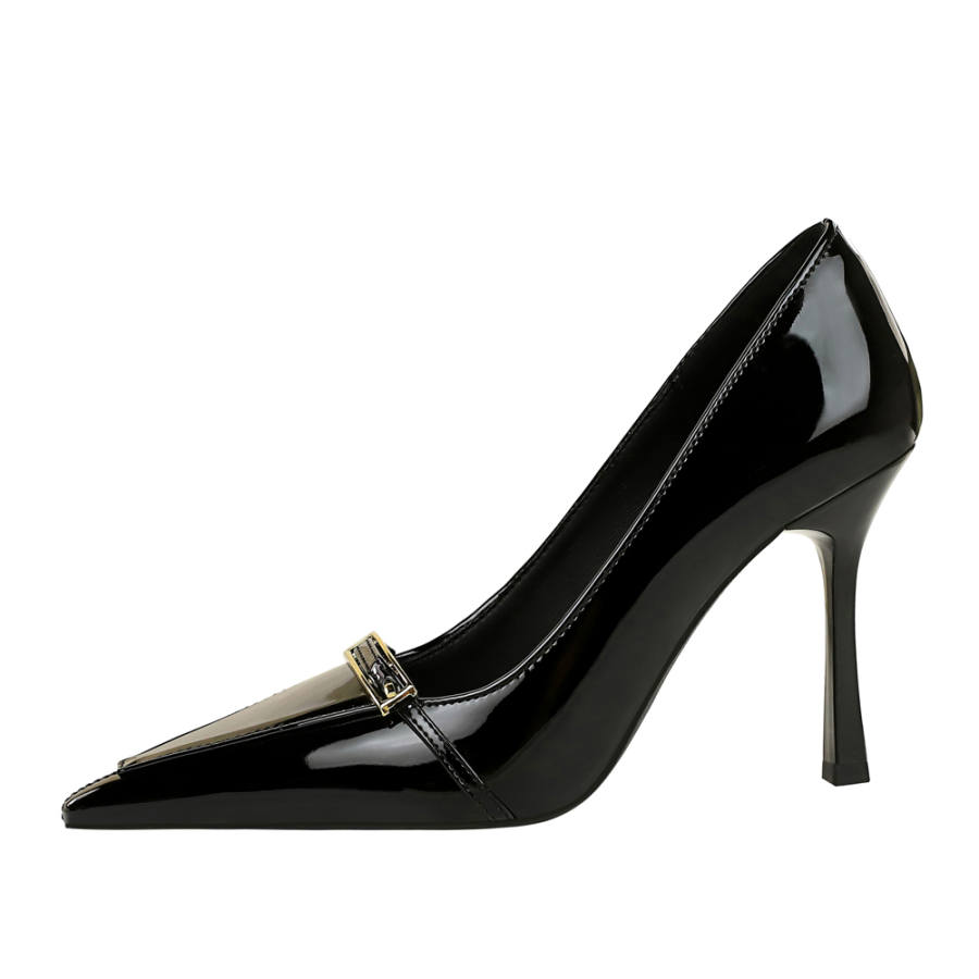 QITUMAUL Patent Leather Slim Heel High Heels Women's