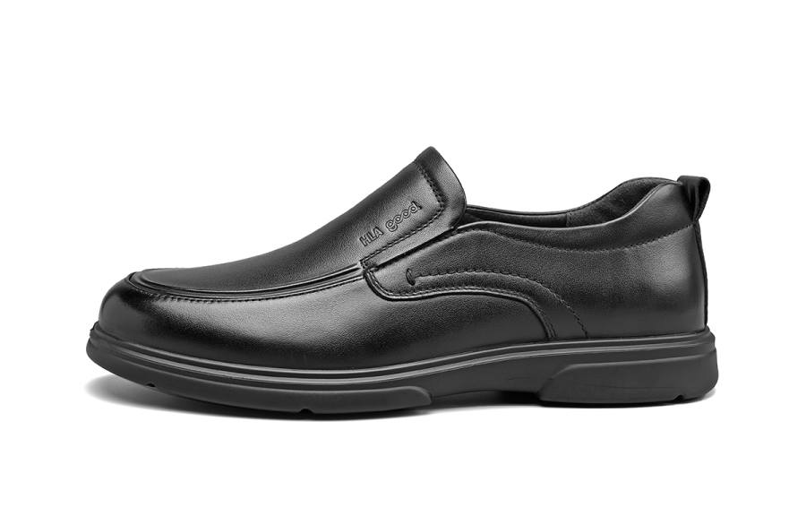 HLA Top Grain Cow Leather Casual Leather Shoes Men's Black