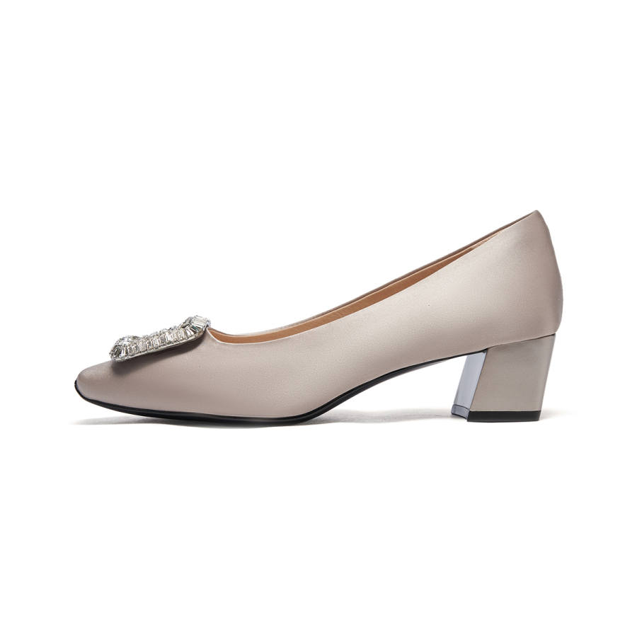 ST&SAT ST&SAT Textile, Split Cow Leather Block Heel High Heels Women's