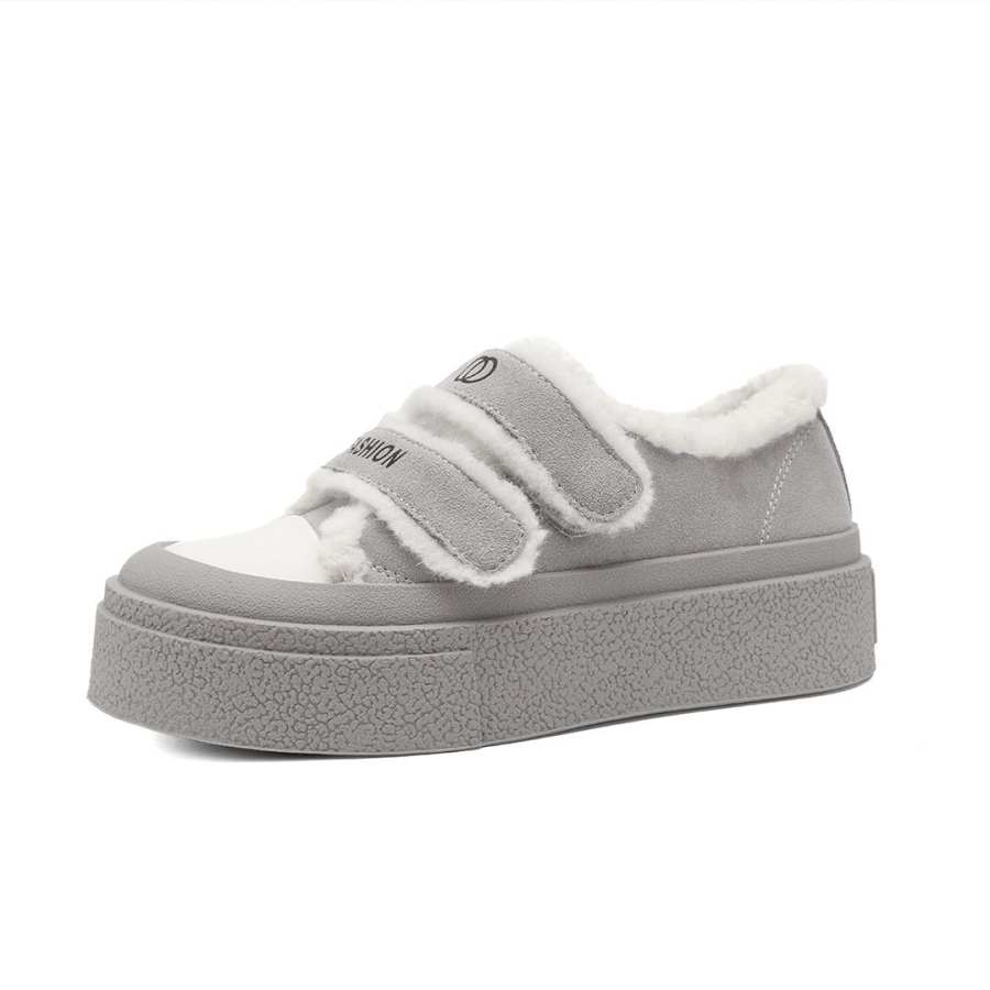 D:FUSE SCANDINAVIA D FUSE SCANDINAVIA Puffy Shoes Cow Split Leather Fashionable Fuzzy Fleece Lined Versatile Casual
