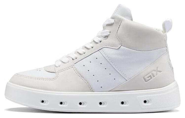 Ecco Cow Leather Waterproof High Top Stylish Skateboarding Shoes Women's White
