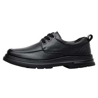 YINGLUNQISHI Top Grain Cow Leather Casual Shoes Men's Black